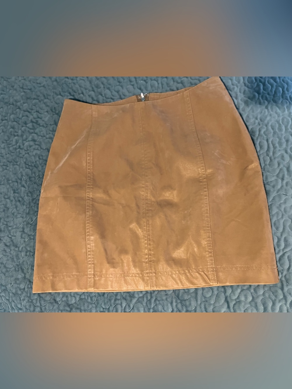 Free People Tan Leather Mini Skirt